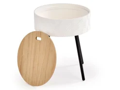 Sidebord Houston 606 (Hvid + Lyst træ + Sort)