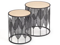 Sidebordesæt Houston 974 (Sort + Lyst træ)