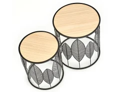 Sidebordesæt Houston 974 (Sort + Lyst træ)