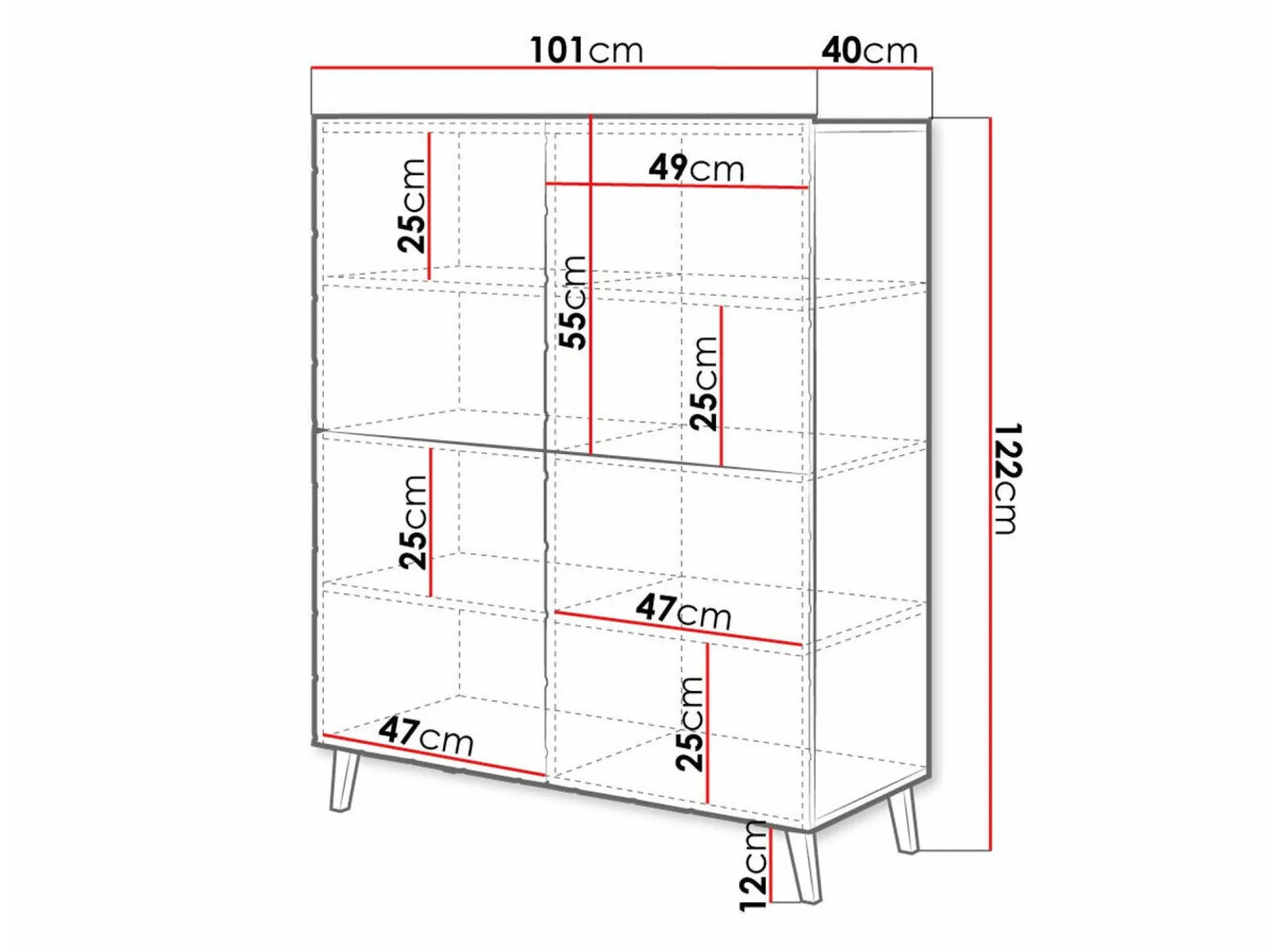 Skænk Charlotte 179 (Hvid + Glansfuld hvid)