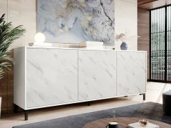 Skænk Charlotte 158 (Hvid + Hvid marmor)