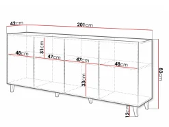 Skænk Charlotte 180 (Hvid + Sort)