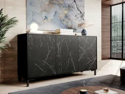 Skænk Charlotte 159 (Sort + Sort marmor)