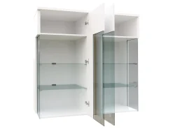 Skænk Florem III (Hvid + Glansfuld hvid + Lyst træ)