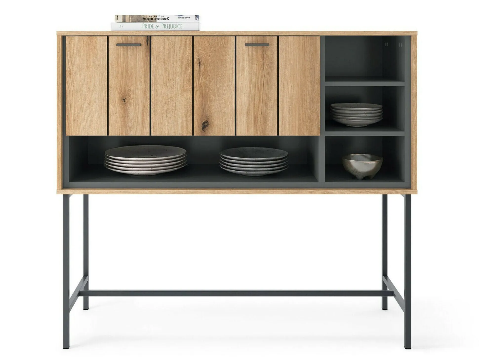 Skænk Morelmi 102 (Antracit + Egetræ)