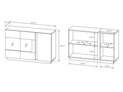 Skænk Novbela 105 (Hvid + Glansfuld hvid + Grandson eg)