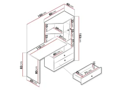 Skrivebord Almira 110 (Artisan eg + Hvid)