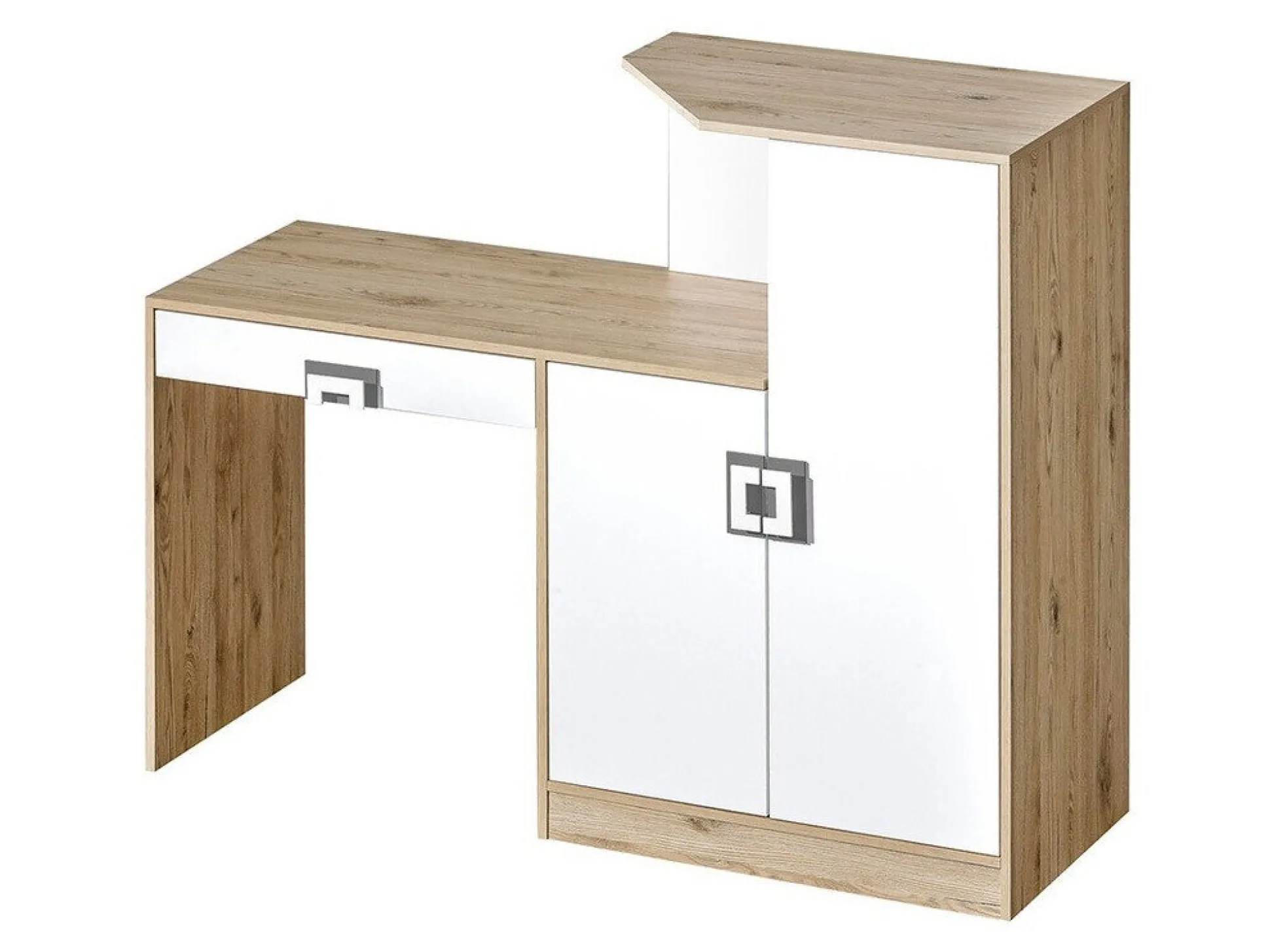 Skrivebord Balvire 111 (Lys eg + Hvid + Grå)