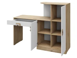 Skrivebord Balvire 111 (Lys eg + Hvid + Grå)