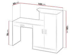 Skrivebord Balvire 111 (Lys eg + Hvid + Grå)