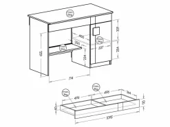 Skrivebord Elmenou 105 (Hvid + Antracit)