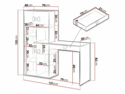 Skrivebord Florevi 101 (Gloss grå + Artisan eg)