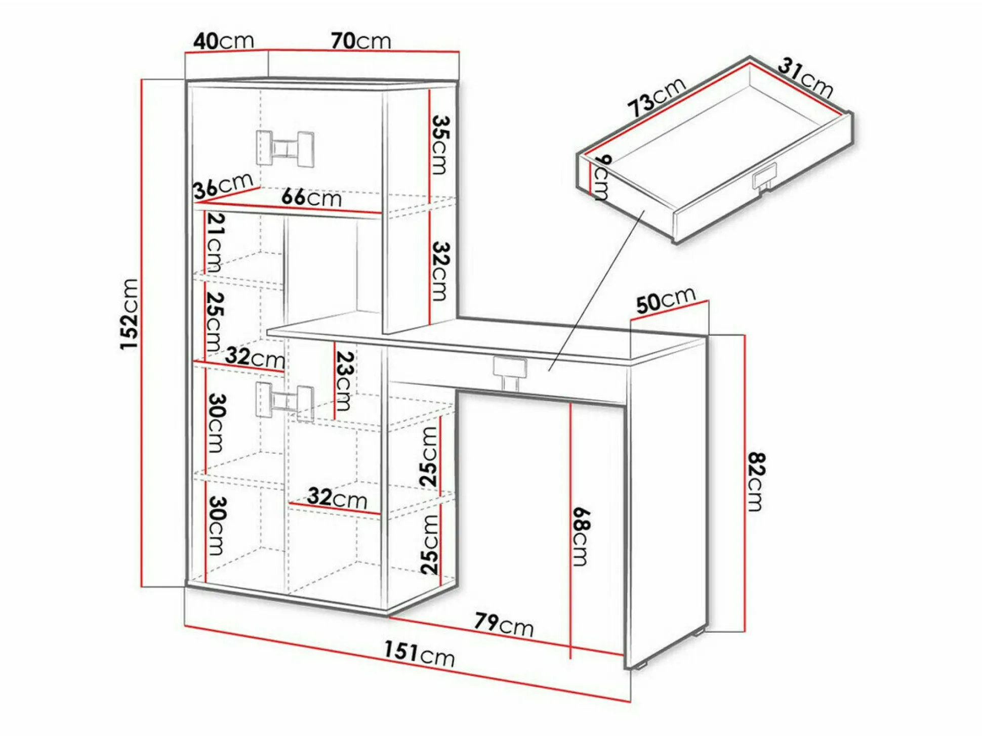 Skrivebord Florevi 101 (Gloss grå + Artisan eg)
