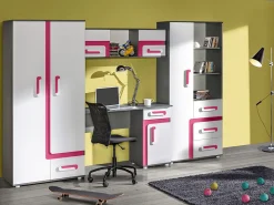 Skrivebord Levtala 109 (Antracit + Hvid + Lyserød)