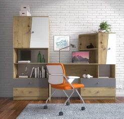 Skrivebord Mirelbu 110 (Artisan eg + Hvid + Sort)