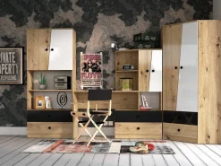 Skrivebord Mirelbu 110 (Artisan eg + Hvid + Sort)