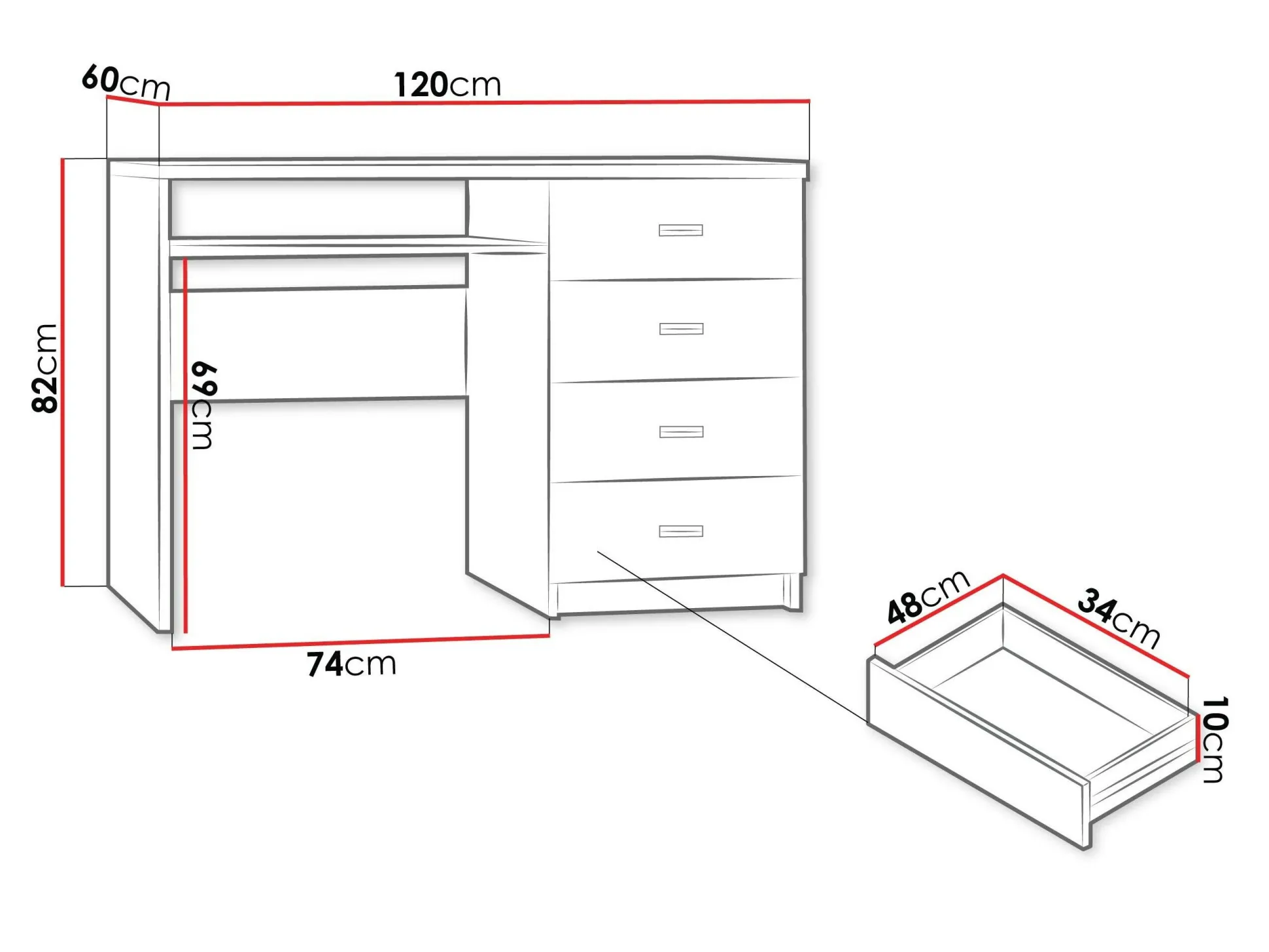 Skrivebord Serfeno 114 (Kraft Hvid)