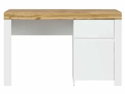 Skrivebord Sonsoru 130 (Hvid + Glansfuld hvid + Wotan eg)