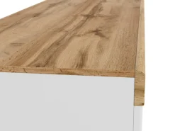 Skrivebord Sonsoru 130 (Hvid + Glansfuld hvid + Wotan eg)