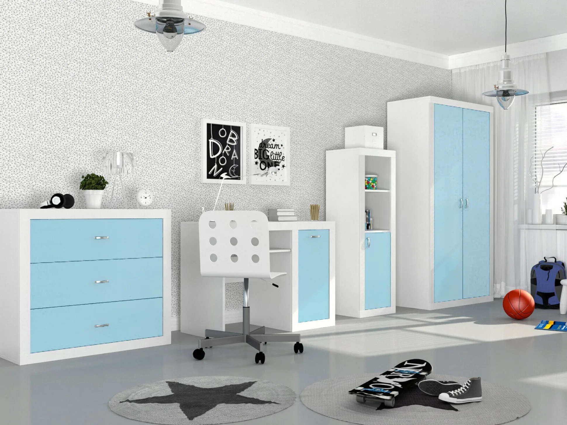 Skrivebord Tentive 102 (Hvid + Blå)