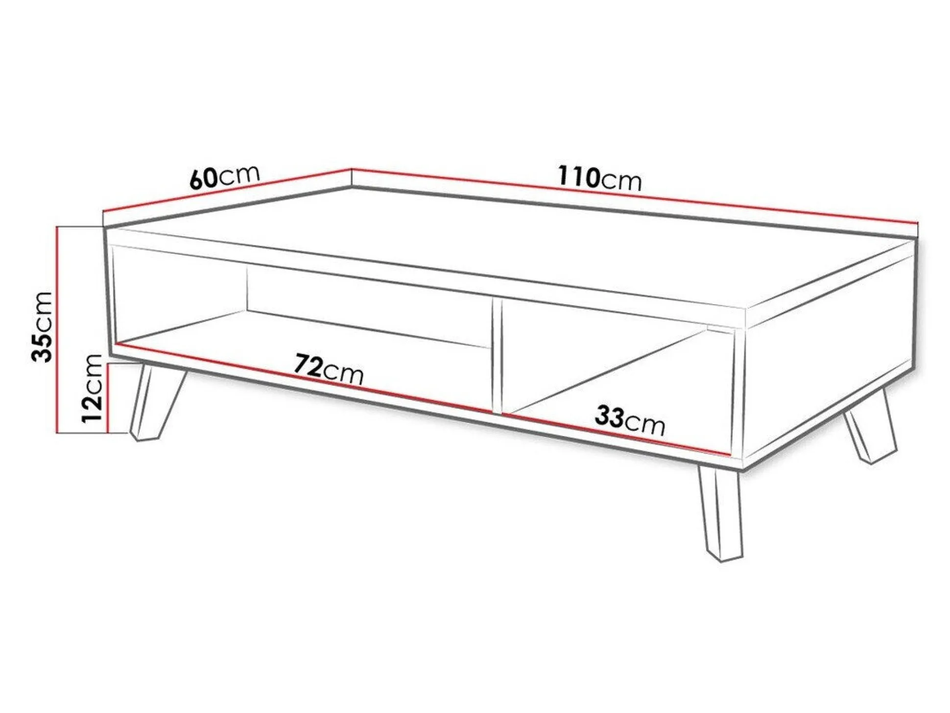 Sofabord Larfloi 101 (Hvid + Sonoma eg)
