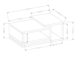 Sofabord Lutiva 104 (Matera grå + Mørk gran)