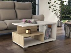 Sofabord Mandeville 166 (Hvid + Sonoma eg)