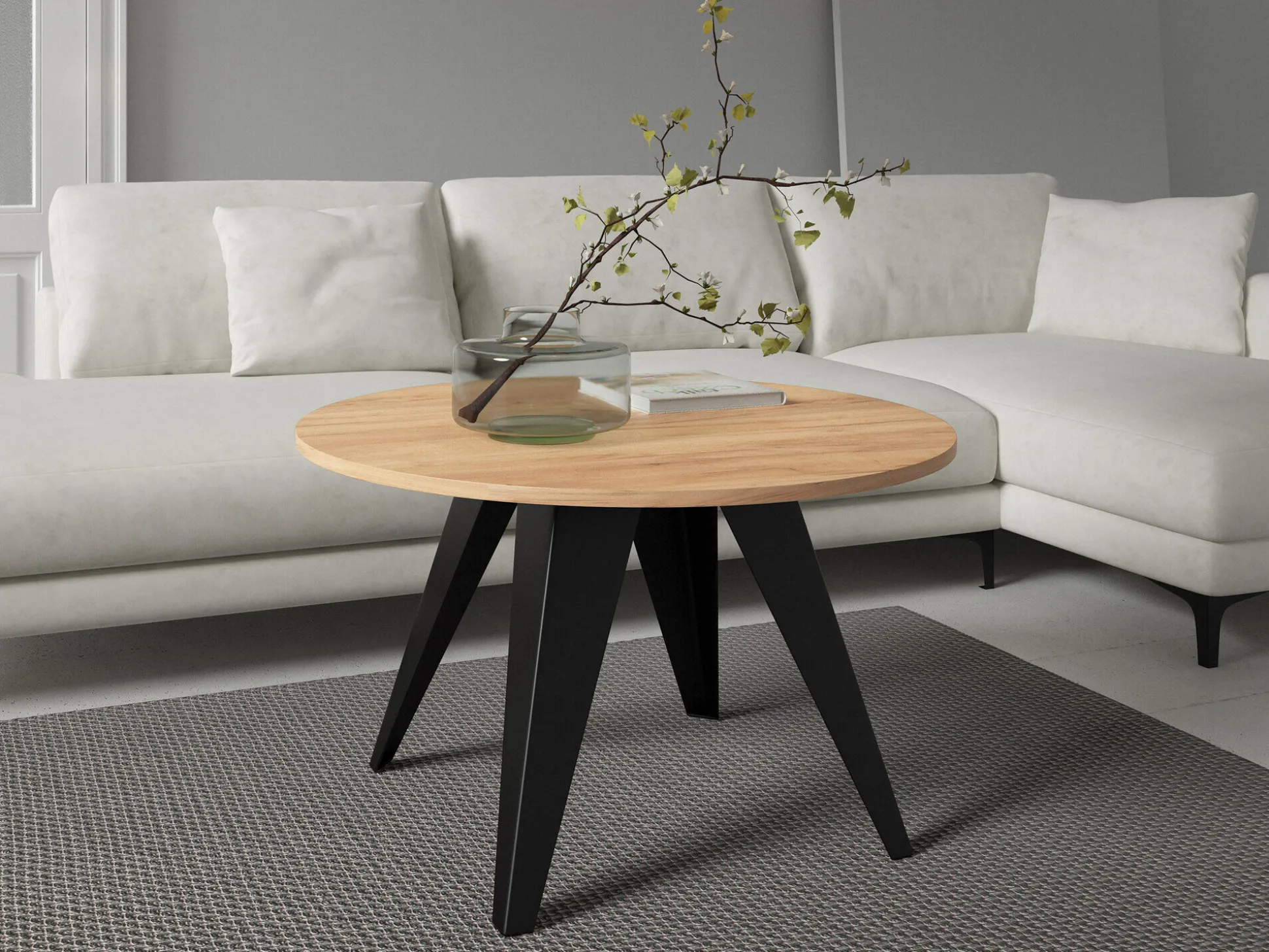 Sofabord Oswego 116 (Sort + Craft gylden eg)