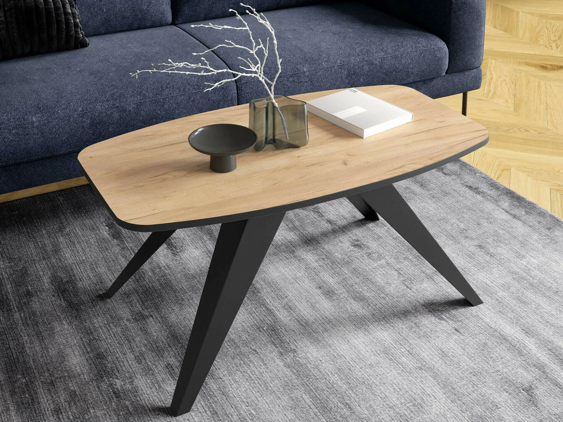 Sofabord Oswego 117 (Sort + Craft gylden eg)