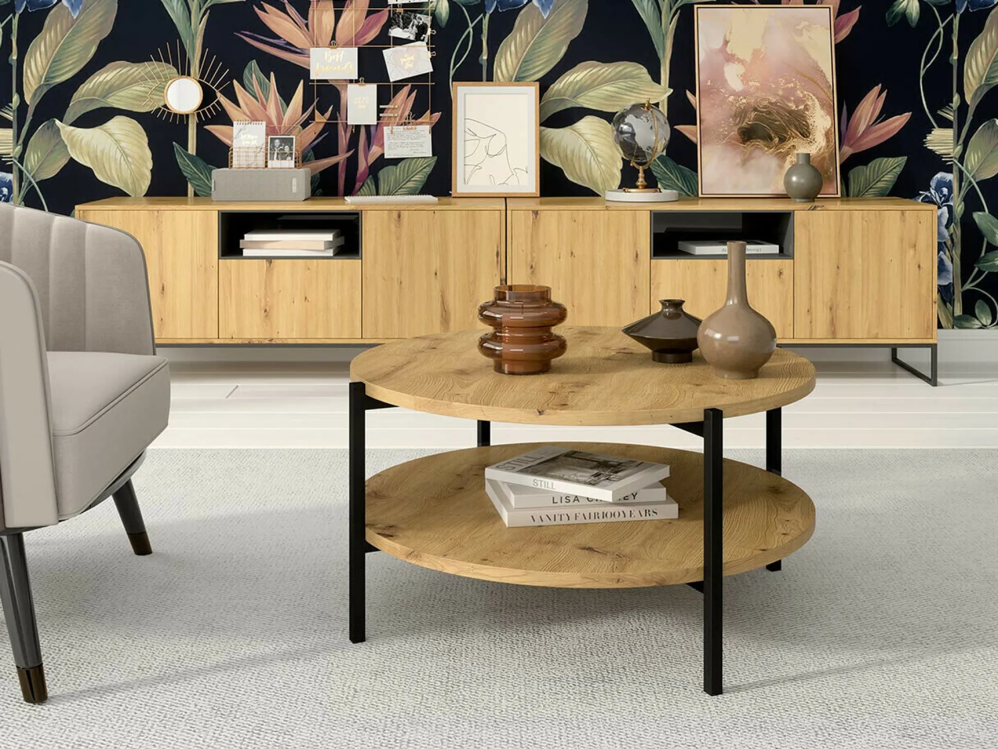 Sofabord Providence 181 (Artisan eg + Sort)