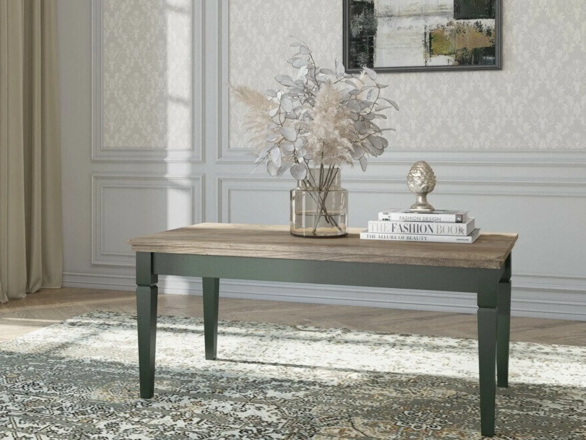 Sofabord Tolnue 108 (Mørkegrøn + Lefkas eg)