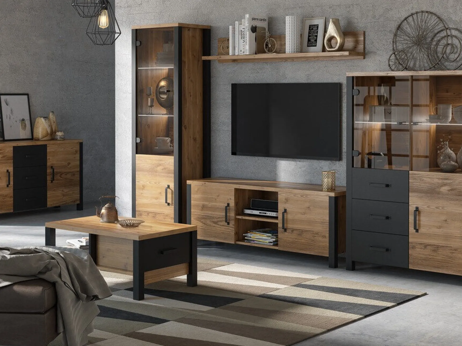 Sofabord Tornua 107 (Mørk gran + Mat sort)