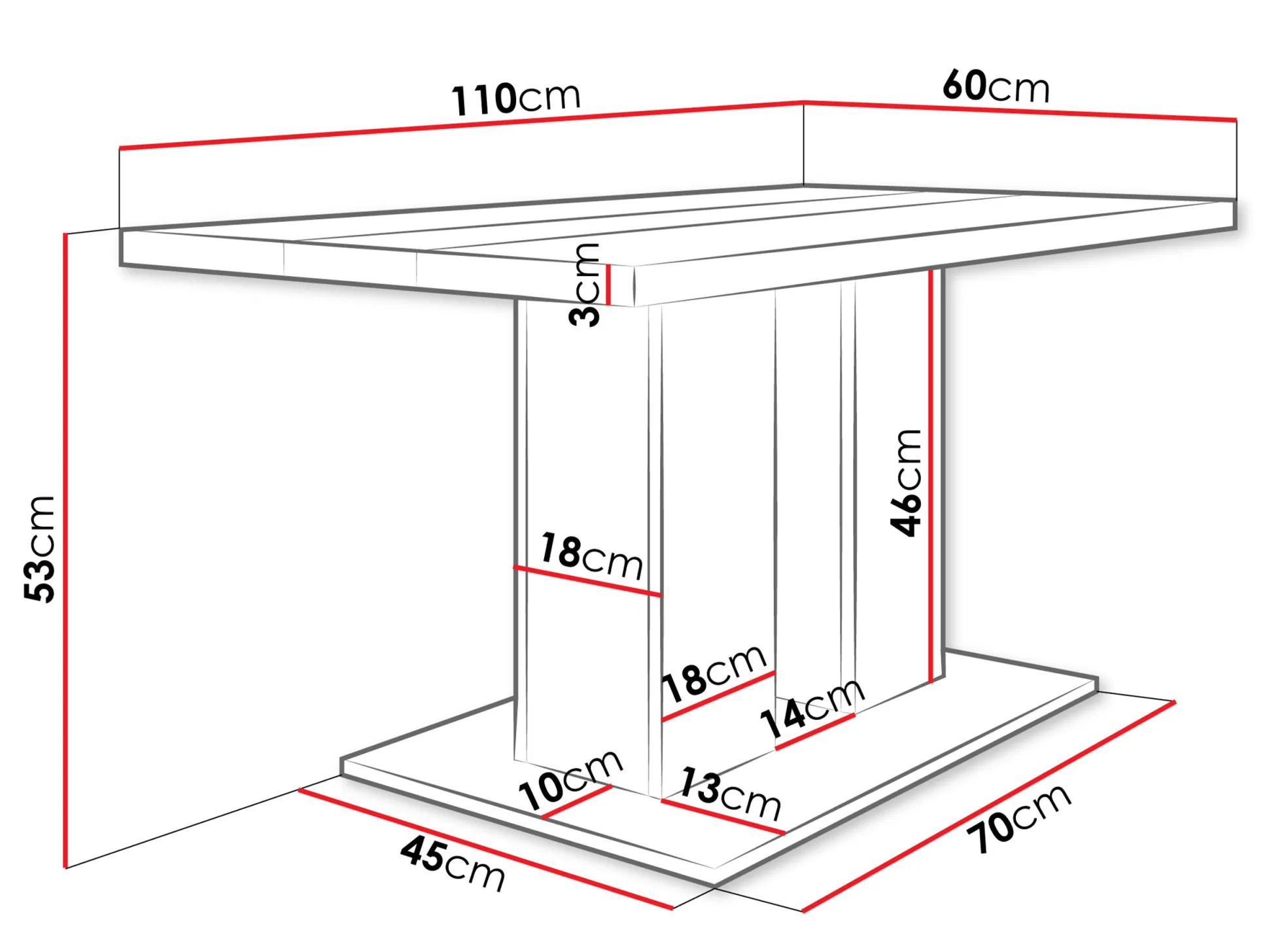 Sofabord Tucson 147 (Hvid + Sort)