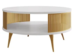 Sofabord Vitum I (Gylden + Hvid)