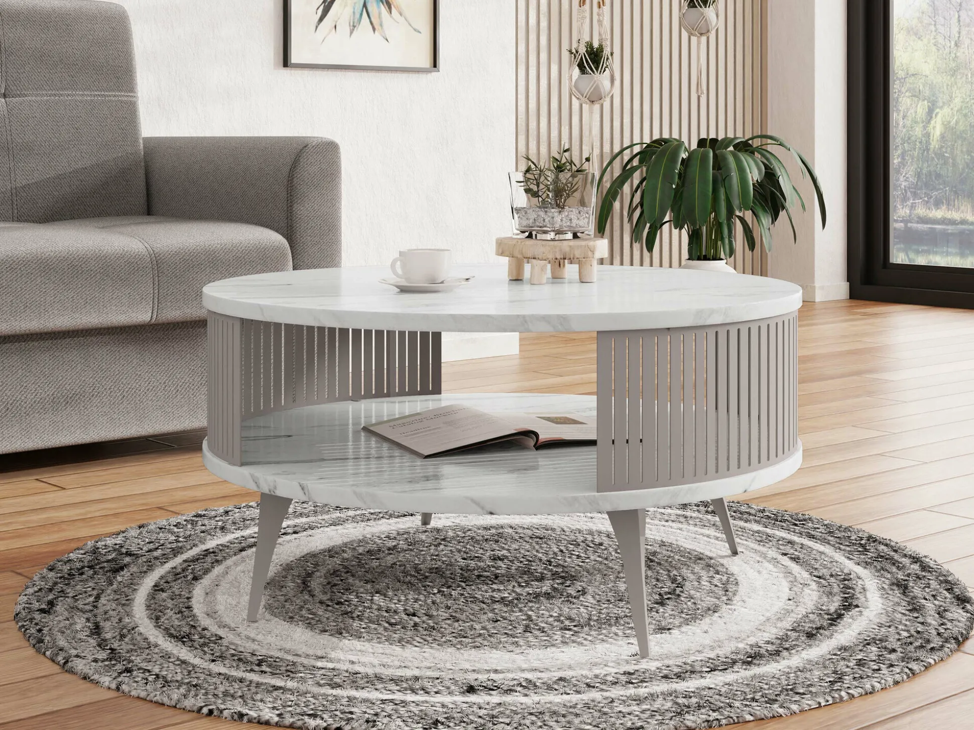 Sofabord Vitum VI (Kashmir + Hvid marmor)