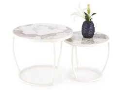 Sofabordssæt Houston 1658 (Hvid + Hvid marmor)