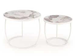 Sofabordssæt Houston 1658 (Hvid + Hvid marmor)
