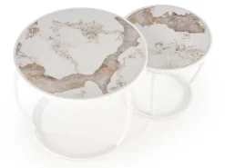 Sofabordssæt Houston 1658 (Hvid + Hvid marmor)