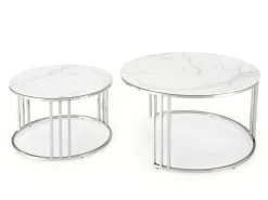 Sofabordssæt Houston 1503 (Sølv + Hvid marmor)