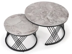 Sofabordssæt Houston Acetum (Sort + Grå marmor)