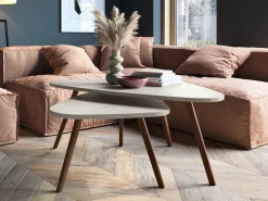 Sofabordssæt Ontario 202 (Hvid + Egetræ)