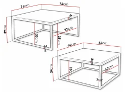 Sofabordssæt Oswego 101 (Hvid marmor + Sort)