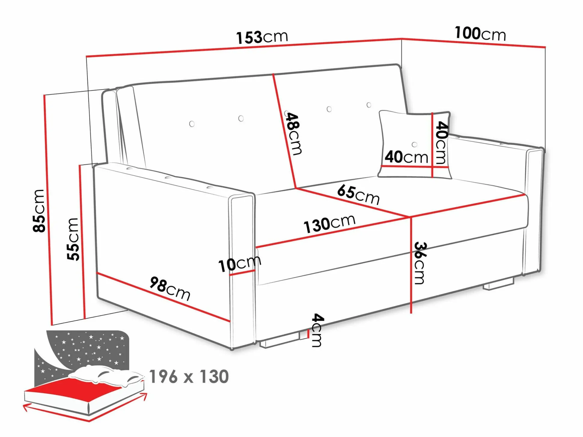 Sovesofa Caelrin III (Coral 75)