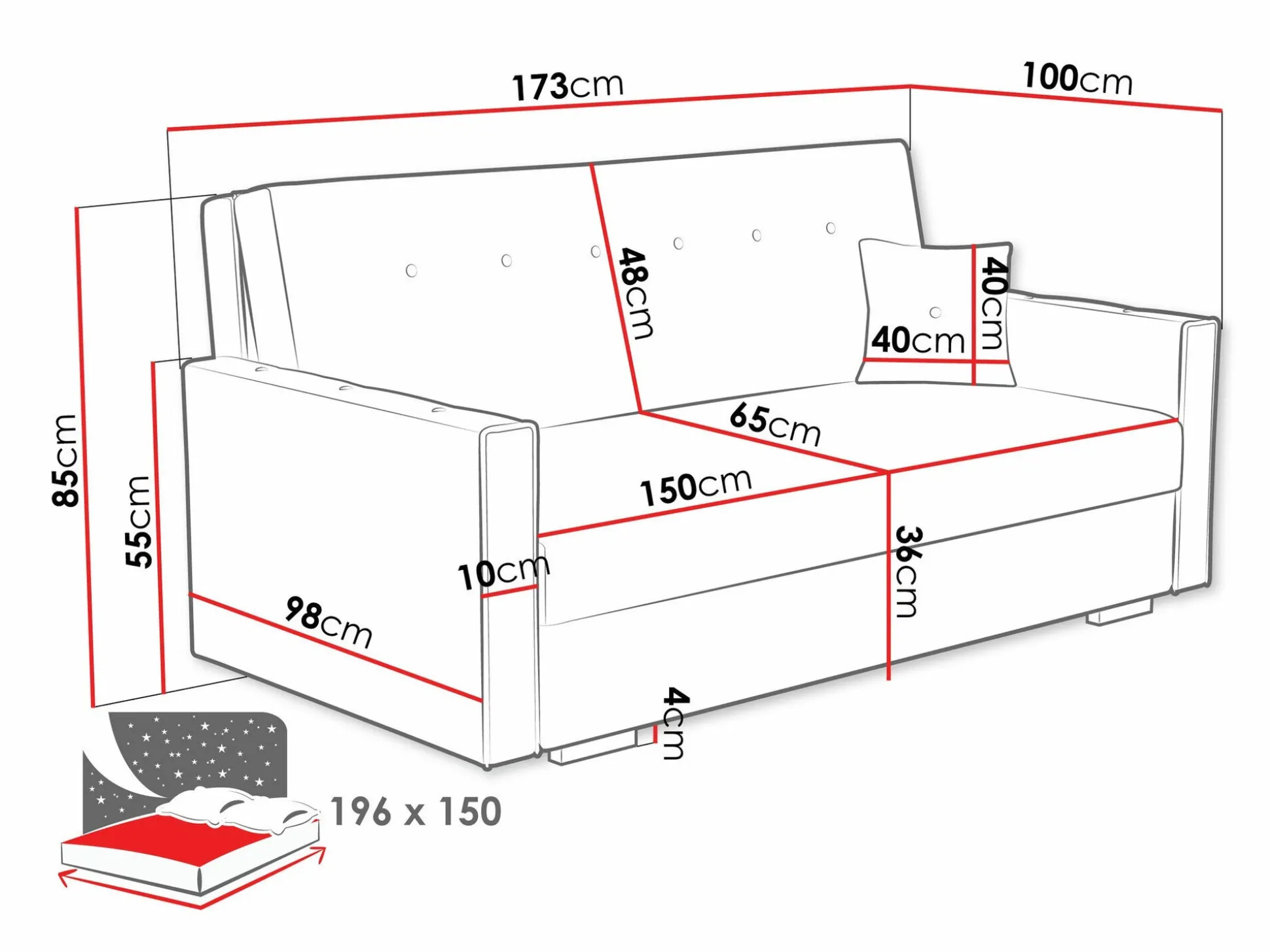 Sovesofa Caelrin IV (Coral 15)