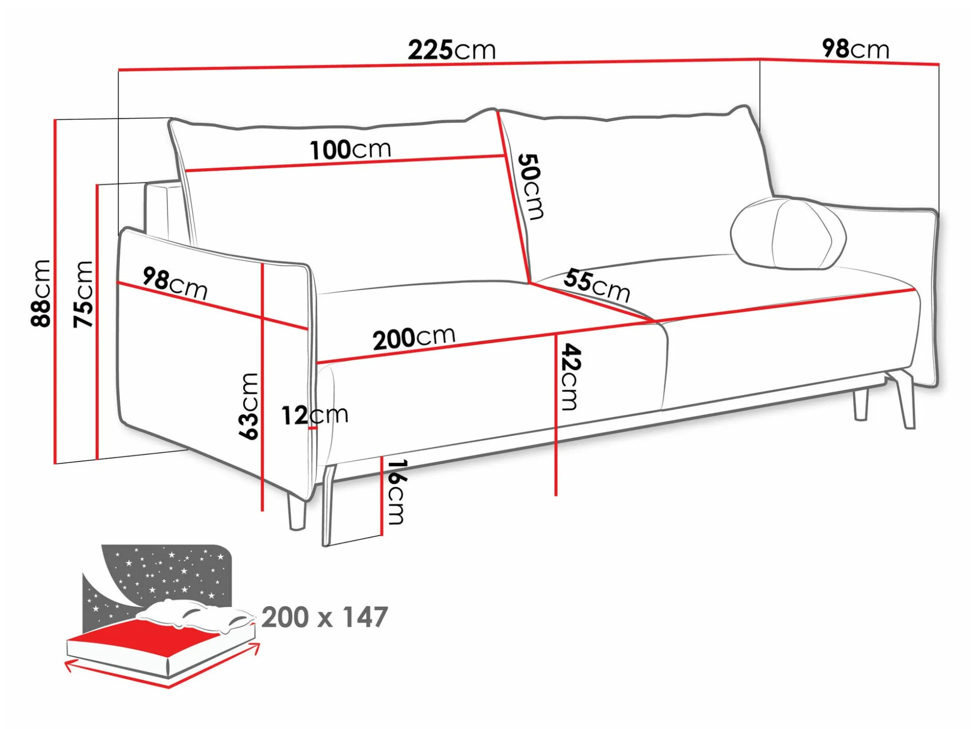 Sovesofa Columbus 216 (Velo 623)