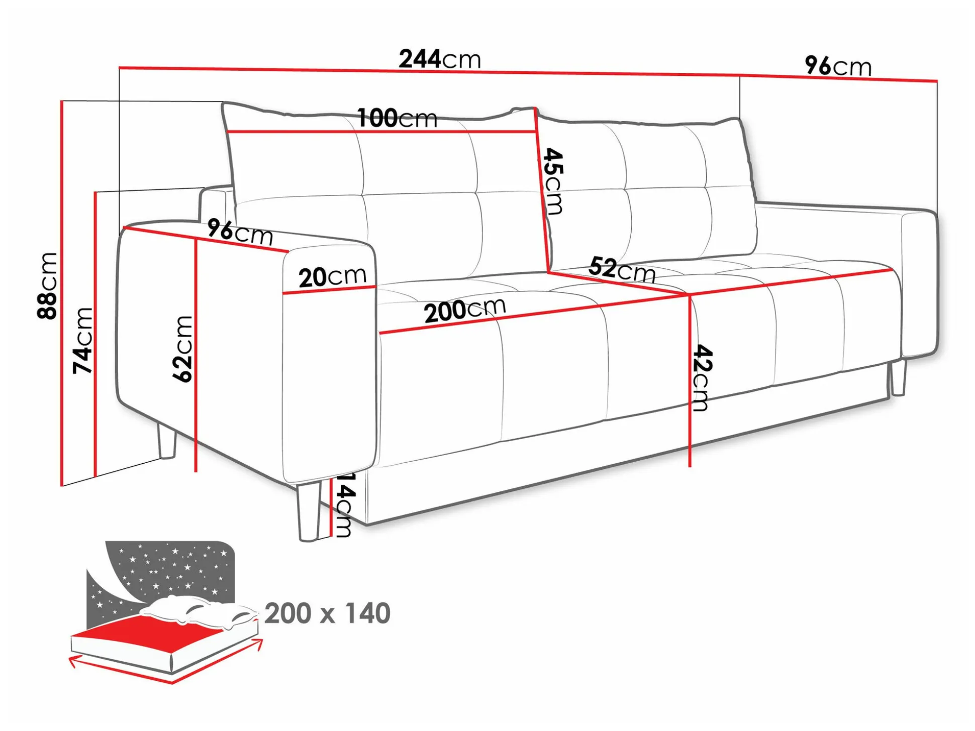 Sovesofa Delaware 104 (Bluvel 13)