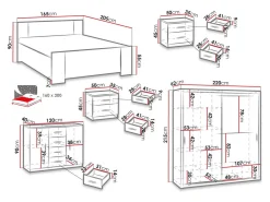 Soveværelsessæt Catromi 115 (Kloster eg)