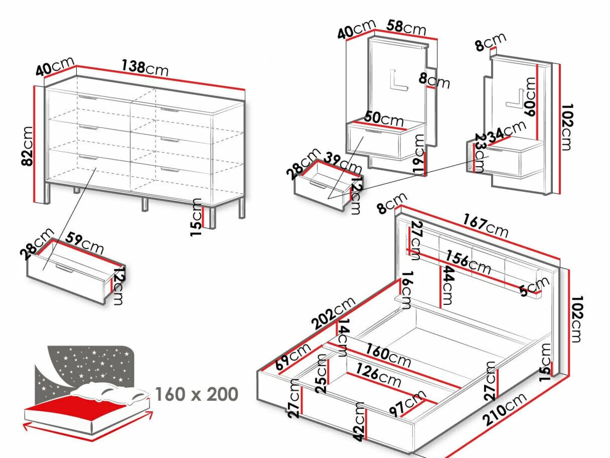 Soveværelsessæt Flodale 104