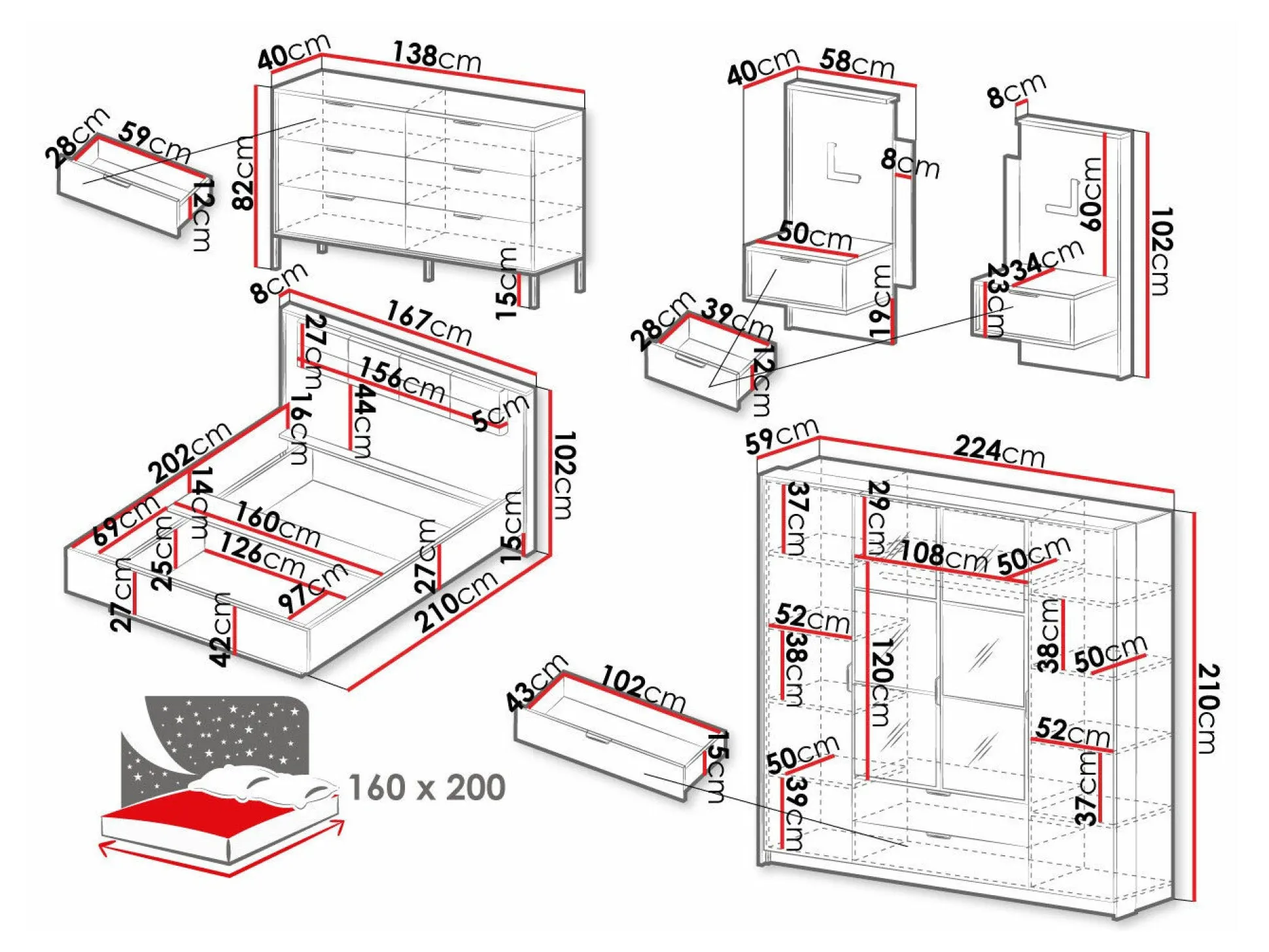Soveværelsessæt Flodale 106
