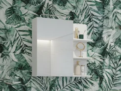 Spejlskab til badeværelset Tecavu 102 (Glansfuld hvid + Hvid)